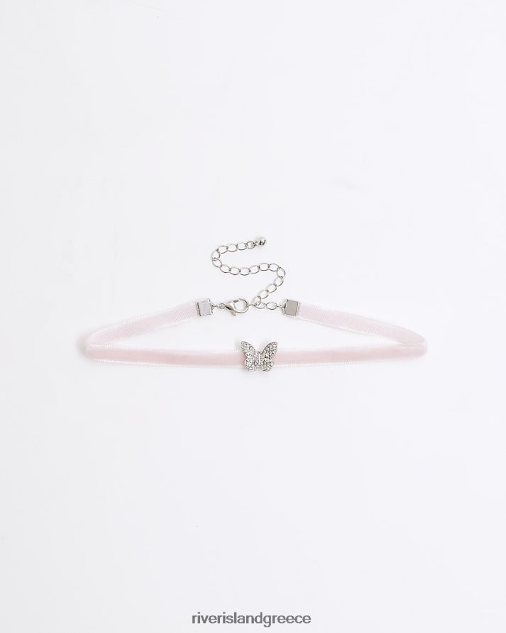 River Island αξεσουάρ ροζ κορίτσια g κολιέ πεταλούδα choker B6N8X6405