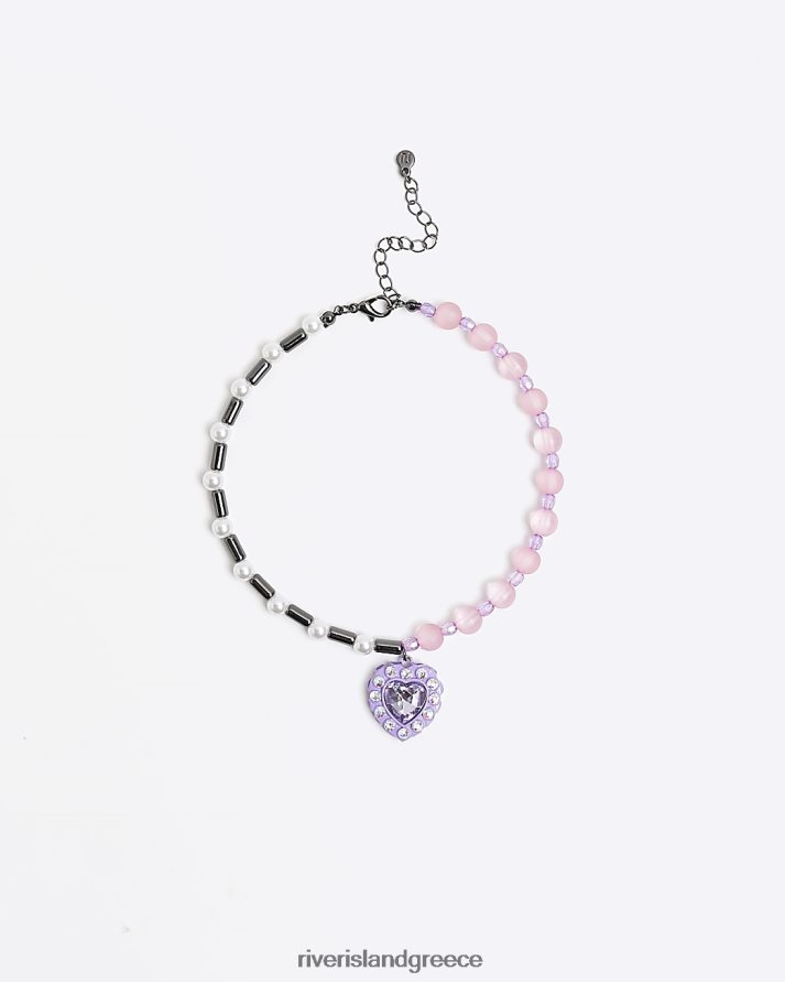 River Island αξεσουάρ ροζ κορίτσια g κολιέ choker με χάντρες B6N8X6409