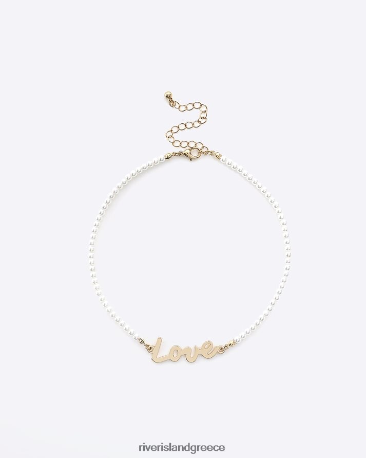 River Island αξεσουάρ χρυσός κορίτσια g love μαργαριτάρι κολιέ B6N8X6408