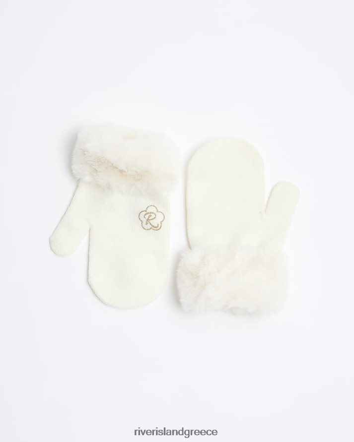 River Island αξεσουάρ κρέμα κορίτσια mg γάντια από συνθετική γούνα B6N8X6756