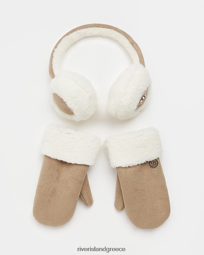 River Island αξεσουάρ μπεζ κορίτσια mg ωτοασπίδες και γάντια B6N8X6758