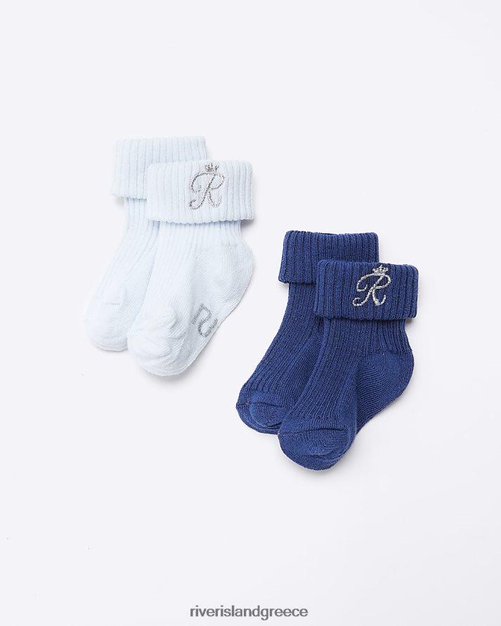 River Island αξεσουάρ ΠΟΛΕΜΙΚΟ ΝΑΥΤΙΚΟ κορίτσια bb ριμπ κάλτσες turnover 2 pack B6N8X3614