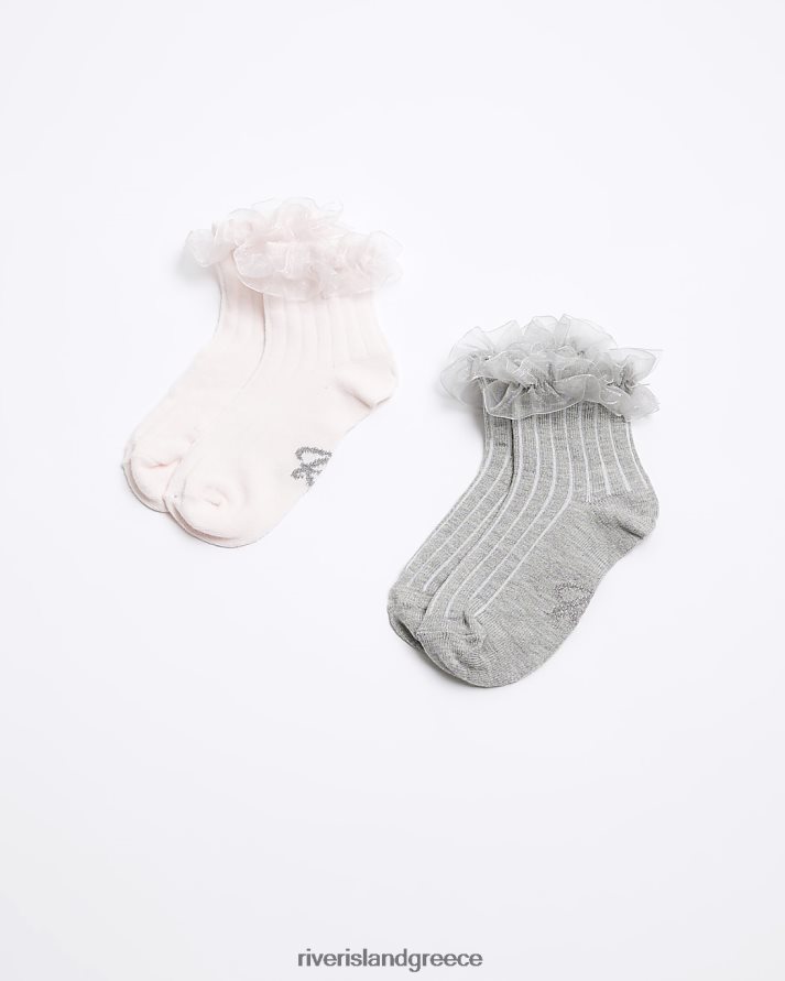River Island αξεσουάρ ροζ κορίτσια mg οργάντζα κομψές κάλτσες 2 συσκευασίες B6N8X6743