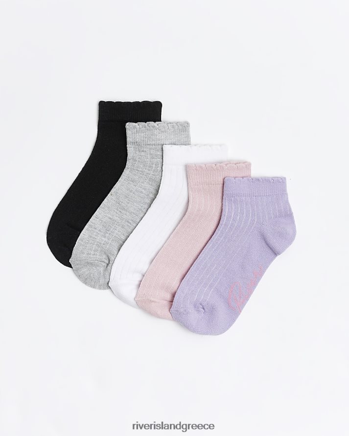 River Island αξεσουάρ μωβ κορίτσια mg κάλτσες γυμναστικής συσκευασίας 5 B6N8X6748
