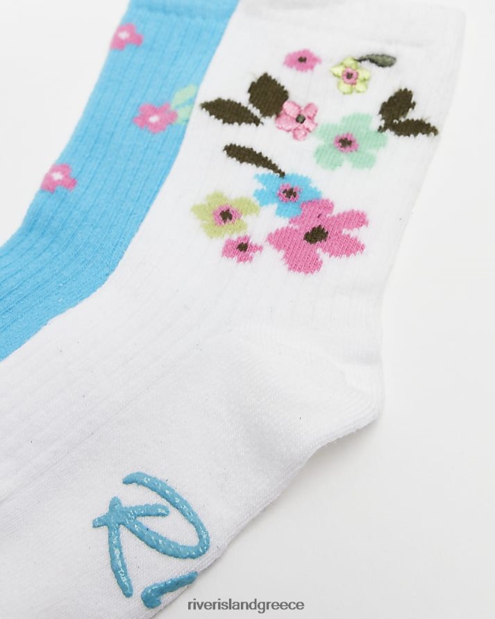 River Island αξεσουάρ μπλε κορίτσια mg ri floral κάλτσες 2 συσκευασίες B6N8X6751