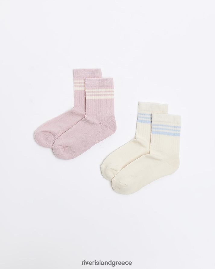 River Island αξεσουάρ ροζ κορίτσια mg varsity κάλτσες 2 συσκευασίες B6N8X6749