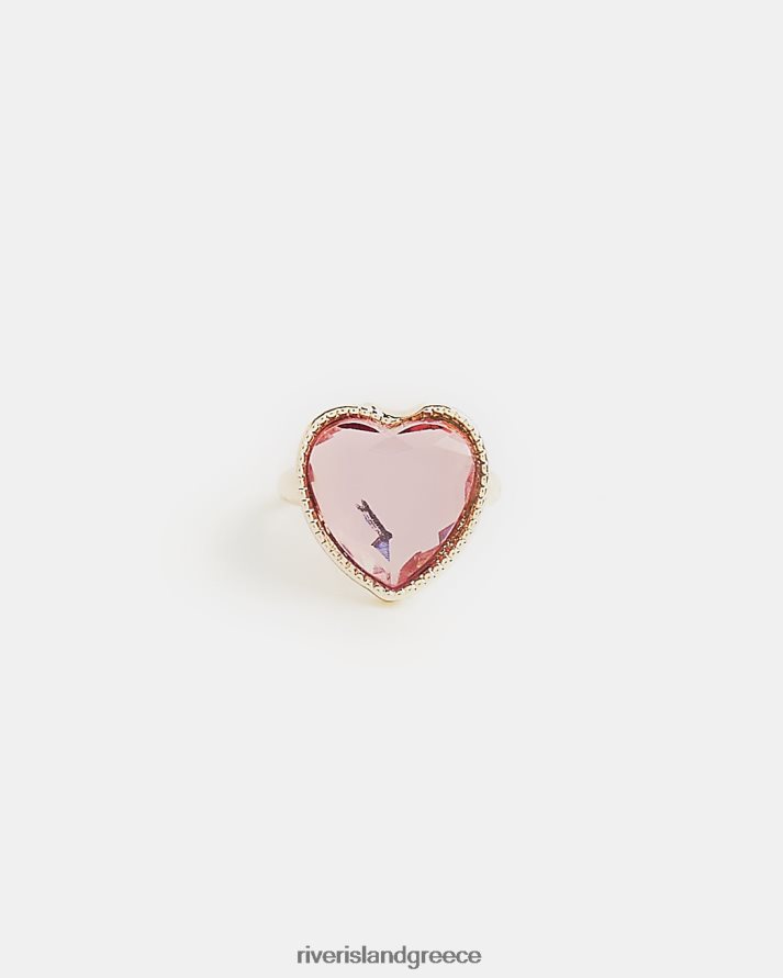 River Island αξεσουάρ χρυσό ροζ κορίτσια g χρωματιστό δαχτυλίδι από πέτρα καρδιά B6N8X6401
