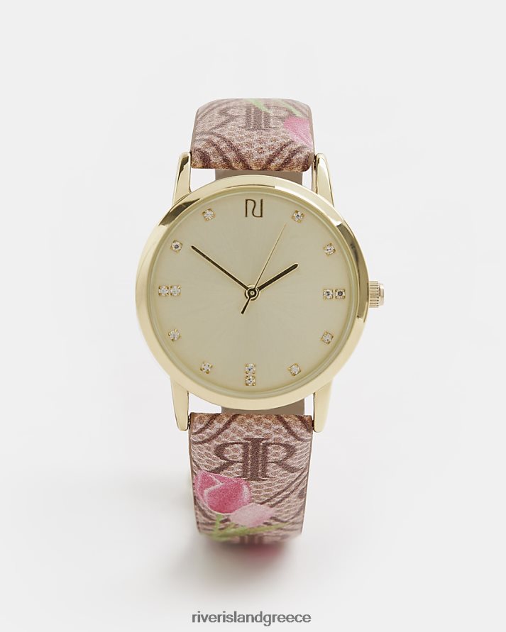 River Island αξεσουάρ καφέ κορίτσια ρολόι g ri μονόγραμμα με floral print B6N8X6403