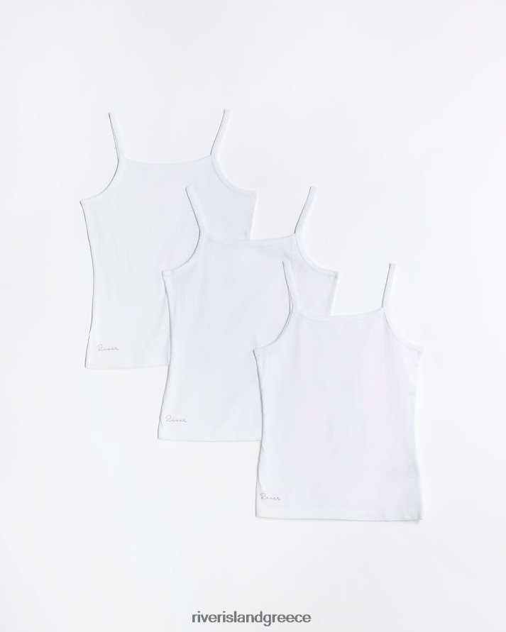 River Island αξεσουάρ άσπρο κορίτσια γραμ γιλέκα με τιράντες 3 πακέτο B6N8X3396