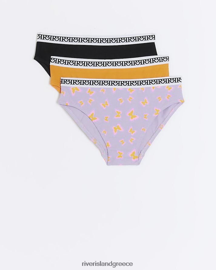 River Island αξεσουάρ μωβ κορίτσια g σλιπ με στάμπα πεταλούδας 3 συσκευασίες B6N8X6467