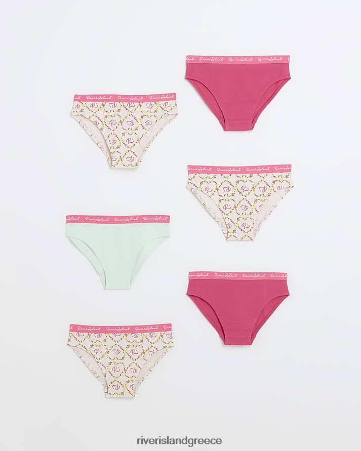 River Island αξεσουάρ ροζ κορίτσια g φλοράλ σλιπ 6 συσκευασίες B6N8X3440