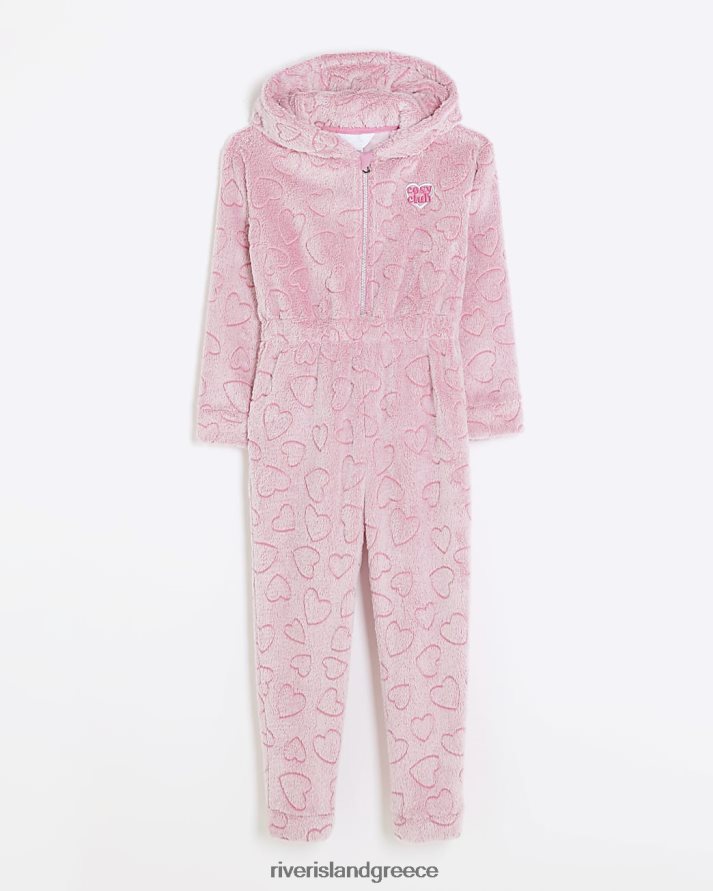 River Island αξεσουάρ ροζ κορίτσια g καρδιά με κουκούλα cozy onesie B6N8X6039