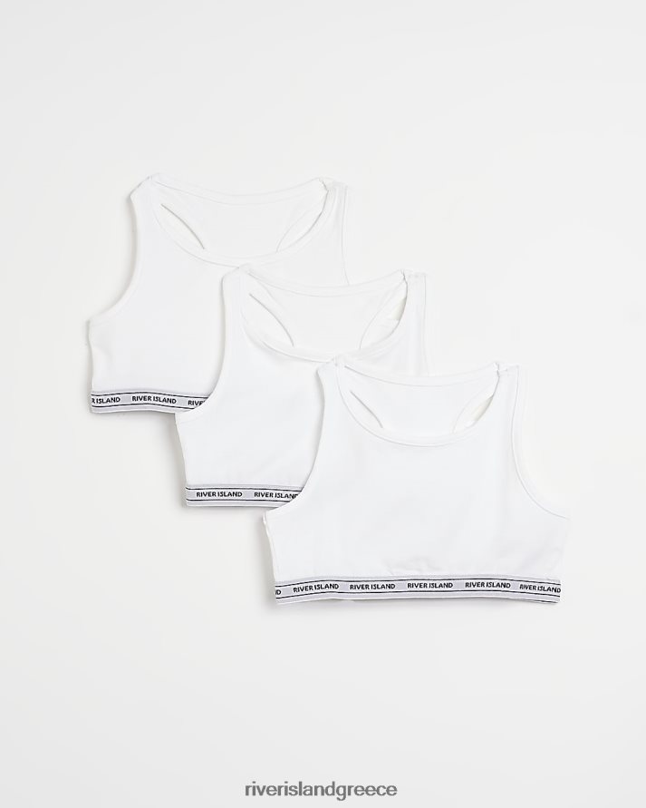 River Island αξεσουάρ άσπρο κορίτσια g racer crop tops 3 συσκευασίες B6N8X6472