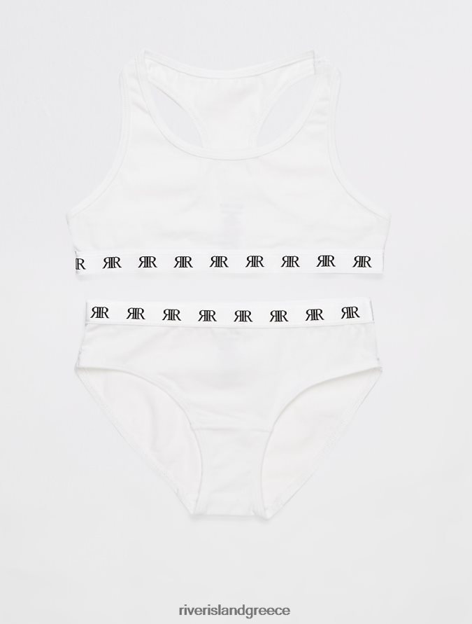 River Island αξεσουάρ άσπρο κορίτσια g ri crop top και σλιπ σετ B6N8X3447