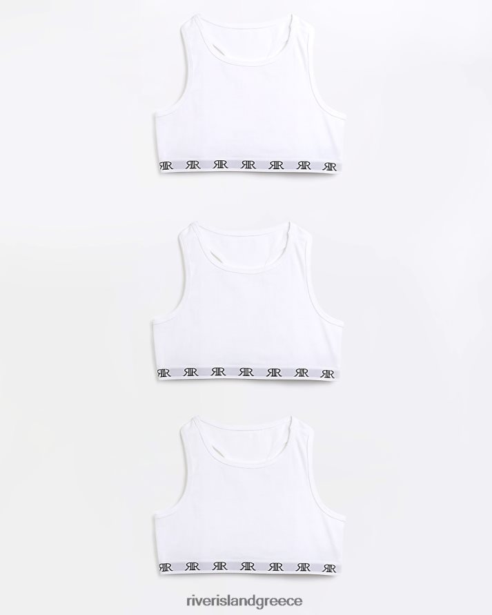 River Island αξεσουάρ άσπρο κορίτσια g ri racer crop tops 3 συσκευασίες B6N8X3437