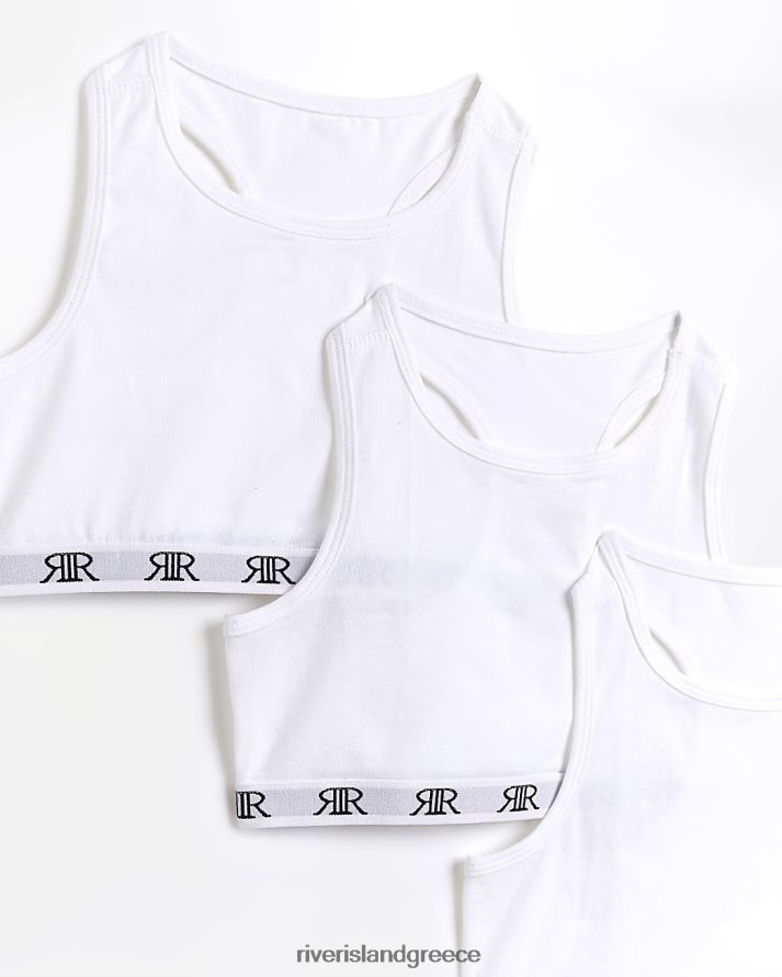 River Island αξεσουάρ άσπρο κορίτσια g ri racer crop tops 3 συσκευασίες B6N8X3437