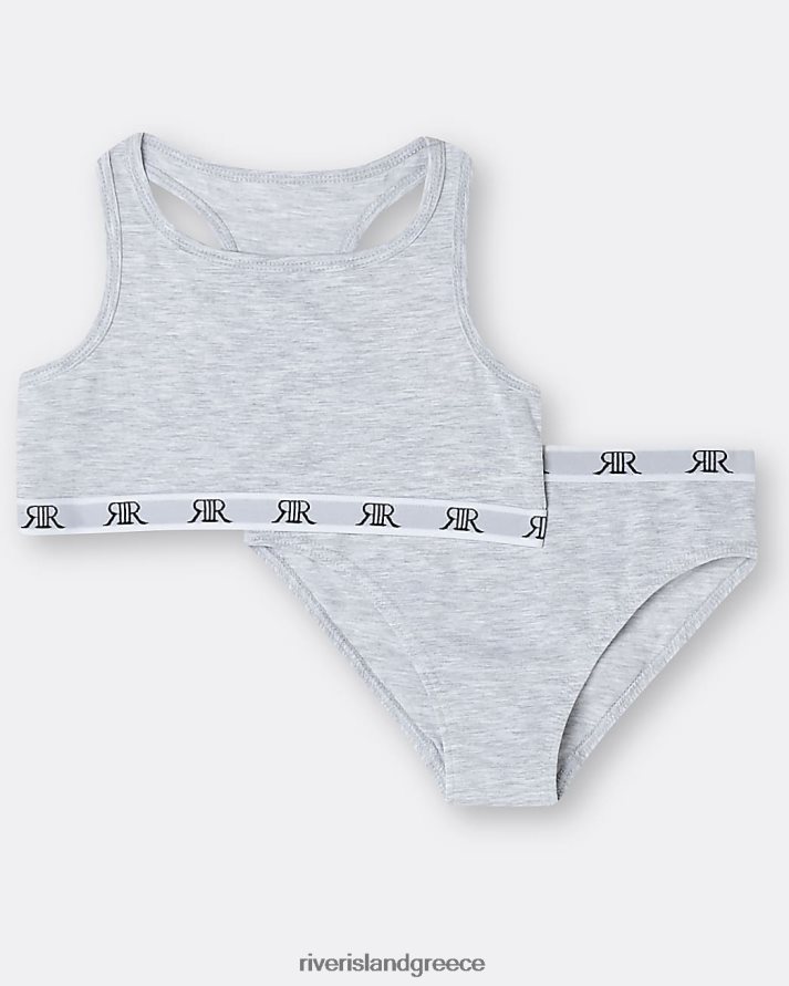 River Island αξεσουάρ γκρί κορίτσια g ri racer top και σλιπ σετ B6N8X3445