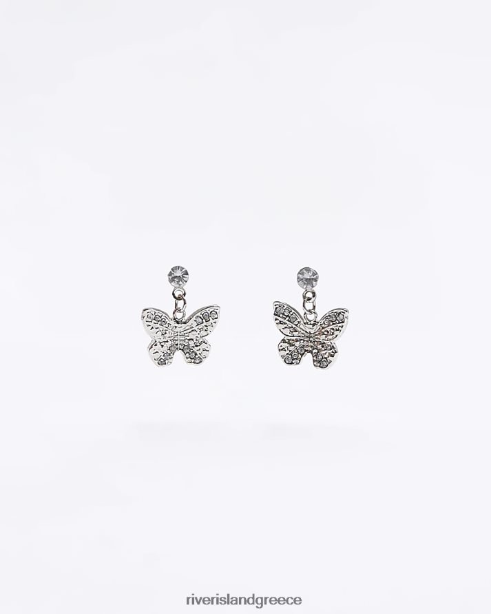 River Island αξεσουάρ ασήμι κορίτσια χρωματιστά σκουλαρίκια πεταλούδας B6N8X6419