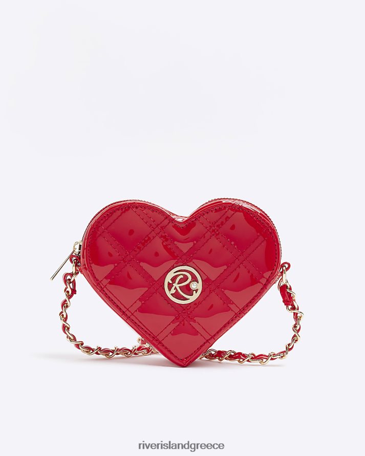River Island αξεσουάρ το κόκκινο κορίτσια τσάντα με χιαστί καρδιές με πατέντα B6N8X3280