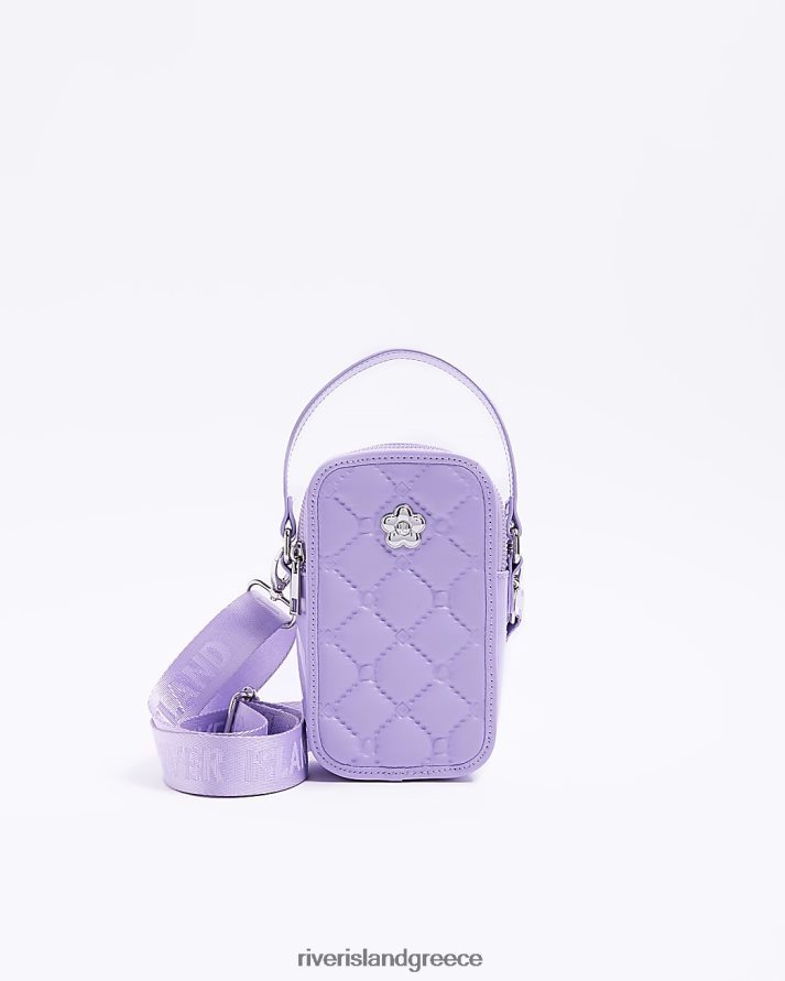 River Island αξεσουάρ μωβ κορίτσια καπιτονέ cross body τσάντα γιορτής B6N8X6350