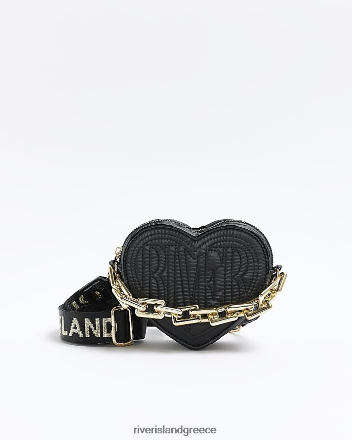 River Island αξεσουάρ μαύρος κορίτσια g νάιλον τσάντα χιαστί καρδιών B6N8X3317