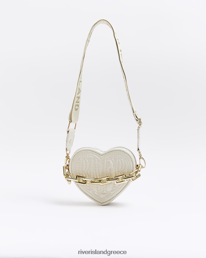 River Island αξεσουάρ κρέμα κορίτσια g νάιλον τσάντα χιαστί σε σχήμα καρδιάς B6N8X3318