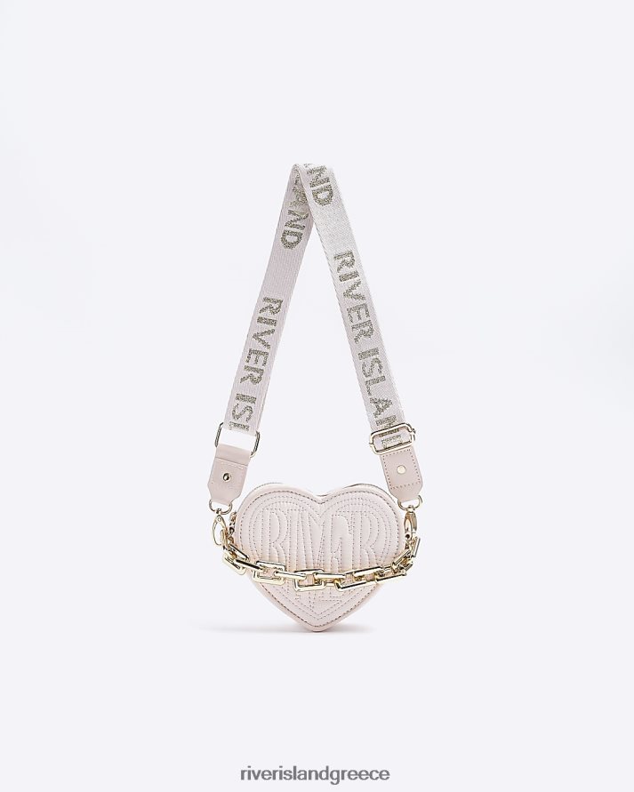 River Island αξεσουάρ ροζ κορίτσια g καρδιά χιαστί τσάντα B6N8X3319