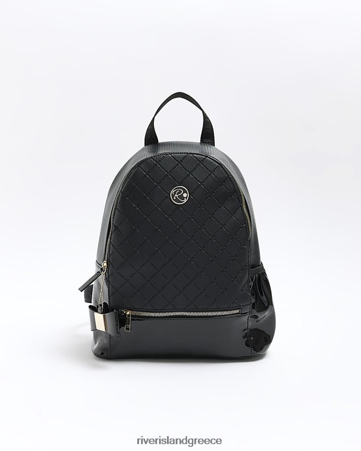River Island αξεσουάρ μαύρος κορίτσια g σακίδιο πλάτης με καπιτονέ φιόγκο B6N8X3323