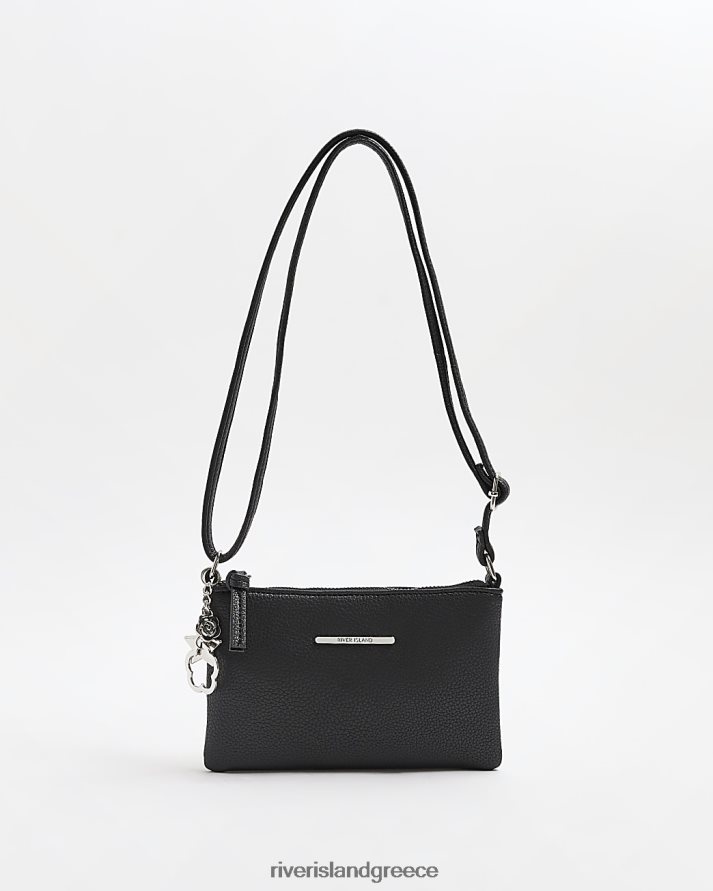 River Island αξεσουάρ μαύρος κορίτσια g τσάντα χιαστί με φερμουάρ B6N8X3353