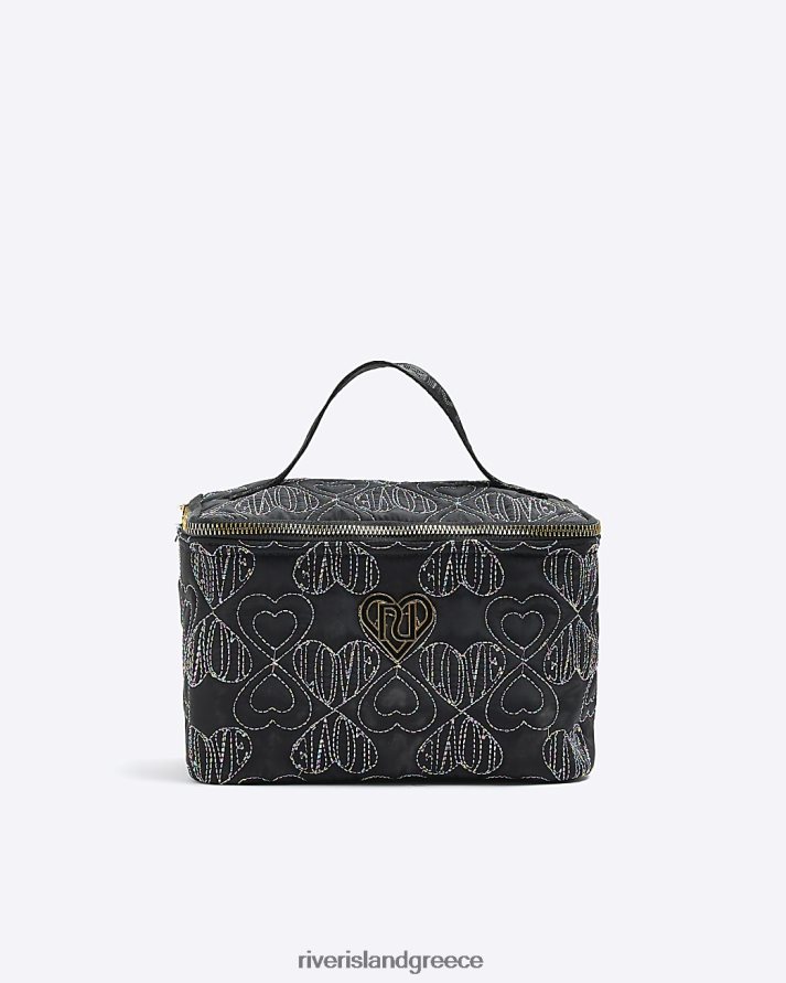 River Island αξεσουάρ μαύρος κορίτσια g κεντητό κουτί φαγητού με καρδιά B6N8X3372