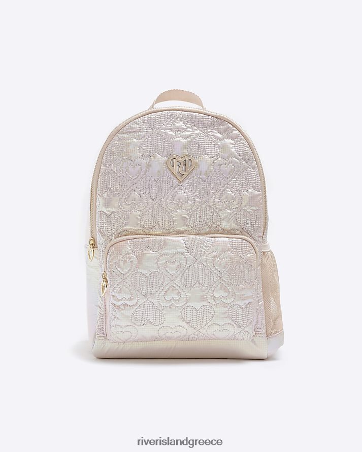 River Island αξεσουάρ ροζ κορίτσια g σακίδιο πλάτης με καπιτονέ καρδιά B6N8X3379
