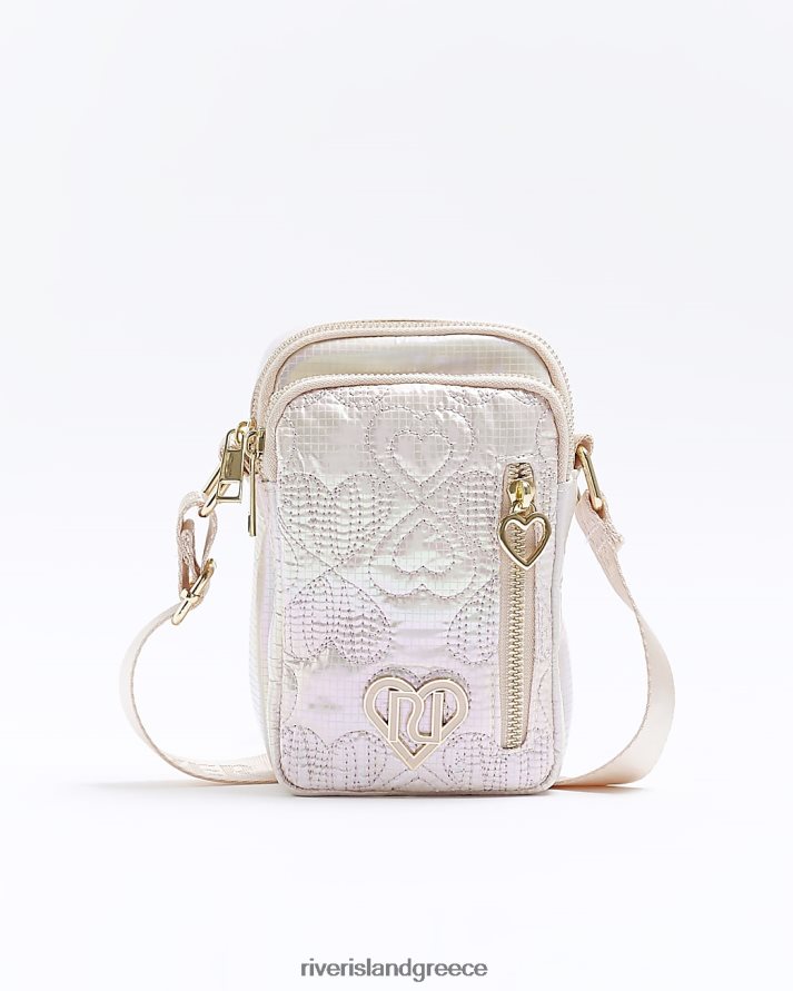 River Island αξεσουάρ ροζ κορίτσια g καπιτονέ καρδιά χιαστί τσάντα B6N8X3382