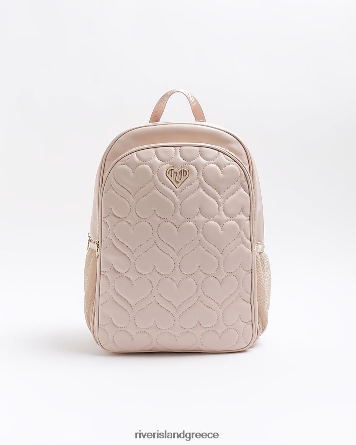 River Island αξεσουάρ ροζ κορίτσια g καρδιά καπιτονέ εξαιρετικά μεγάλο σακίδιο πλάτης B6N8X6171