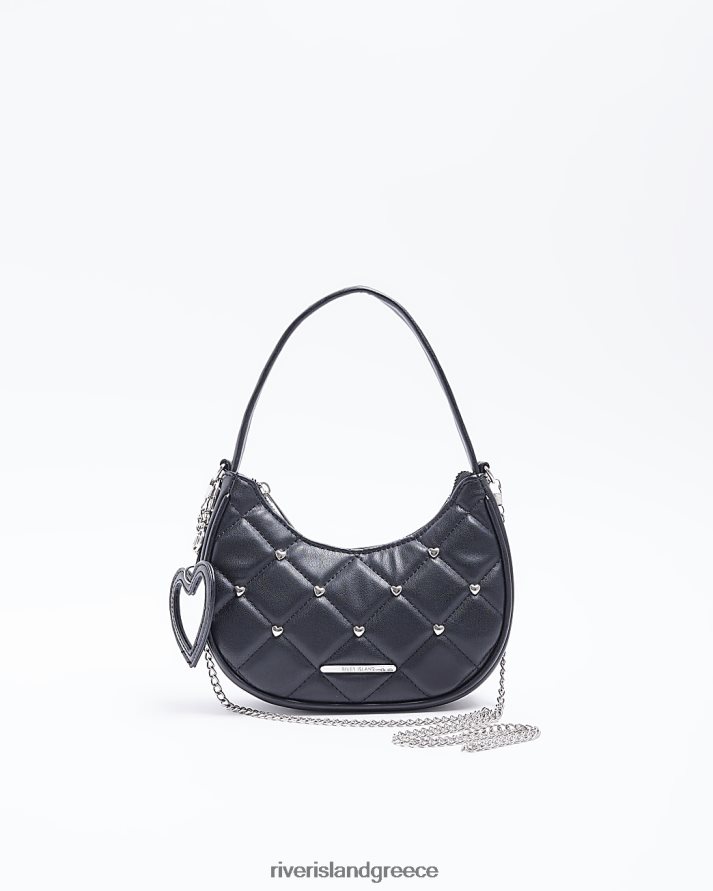 River Island αξεσουάρ μαύρος κορίτσια g τσάντα ώμου με καρφιά B6N8X6349