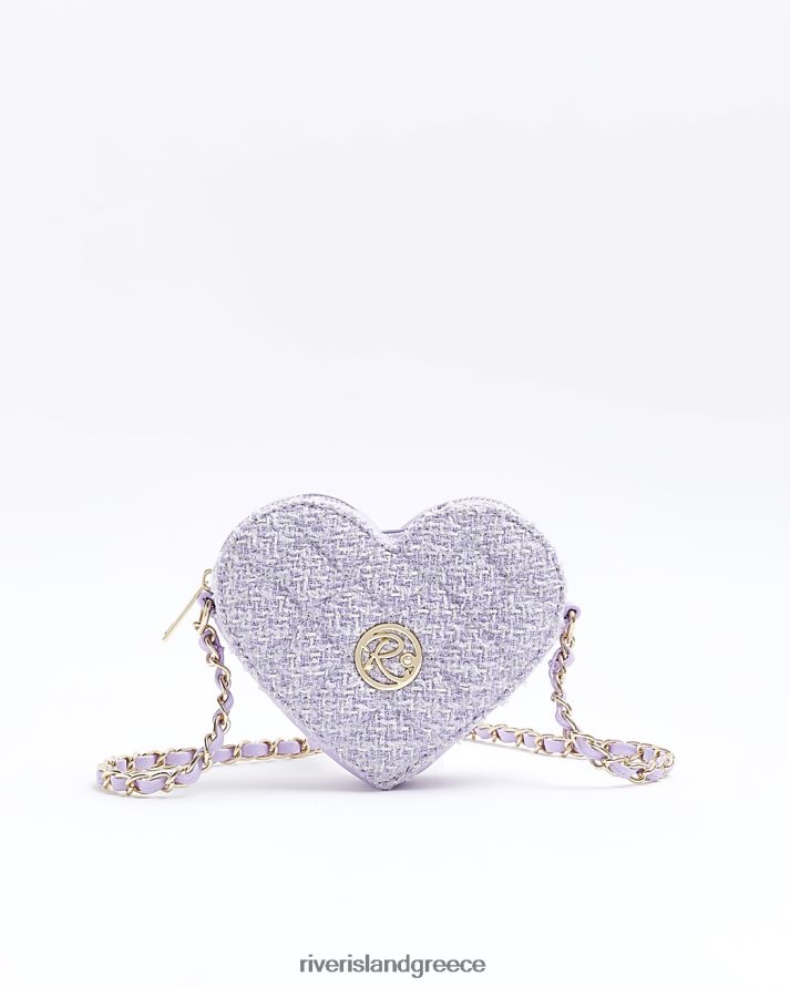 River Island αξεσουάρ μωβ κορίτσια g boucle καρδιά χιαστί τσάντα B6N8X3281