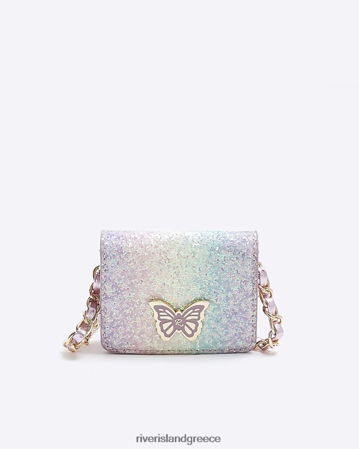 River Island αξεσουάρ ροζ κορίτσια g glitter ombre τσαντάκι με αλυσίδα B6N8X6117