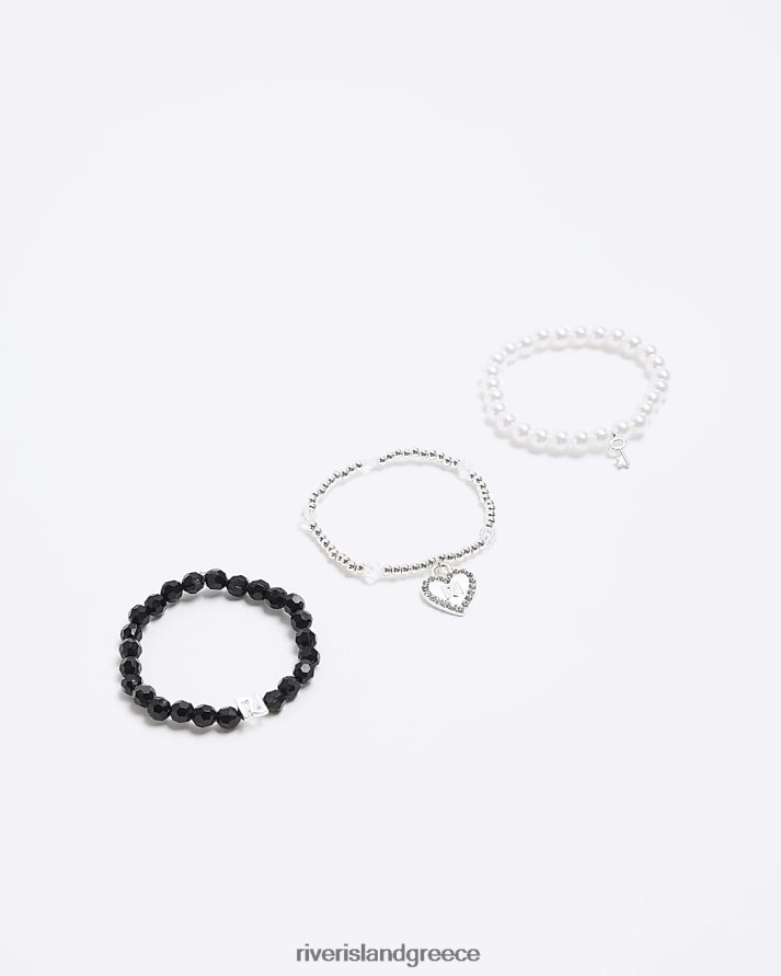 River Island αξεσουάρ μαύρος κορίτσια g μαργαριτάρι βραχιόλι 3 πακέτο B6N8X6397