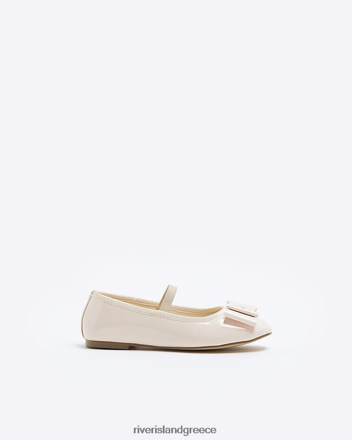 River Island είδη υπόδησης ροζ κορίτσια g patent bow μπαλαρίνα παπούτσια B6N8X3404