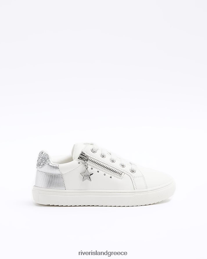 River Island είδη υπόδησης άσπρο κορίτσια g γκλίτερ με φερμουάρ στο πλάι B6N8X6056