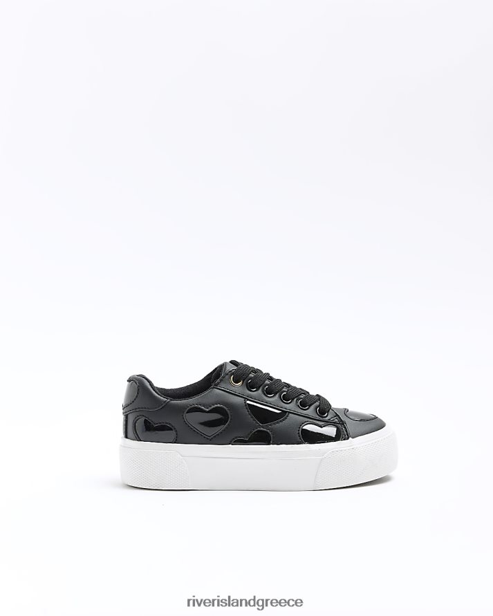 River Island είδη υπόδησης μαύρος κορίτσια g πατέντα προπονητές καρδιάς B6N8X6204