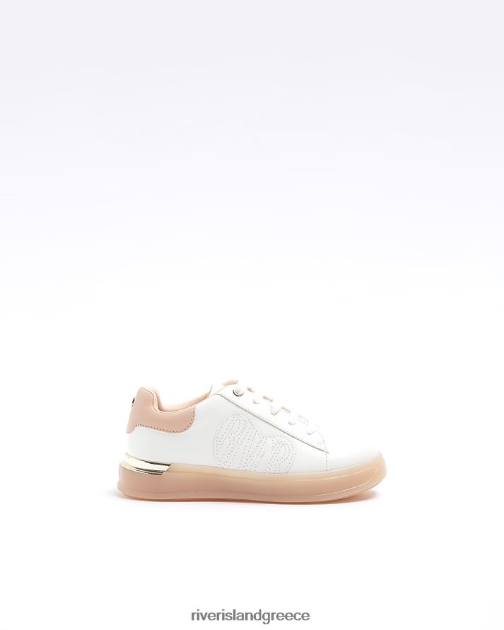 River Island είδη υπόδησης άσπρο κορίτσια g καρδιά κεντημένα γυμναστήρια B6N8X6347