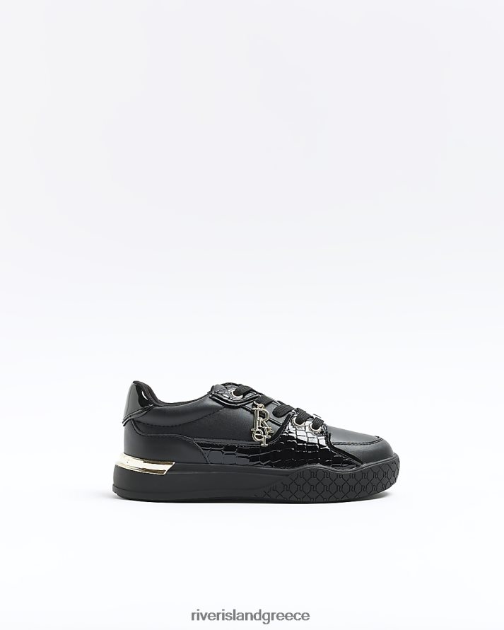 River Island είδη υπόδησης μαύρος κορίτσια g patent croc ανάγλυφα εκπαιδευτικά B6N8X6241