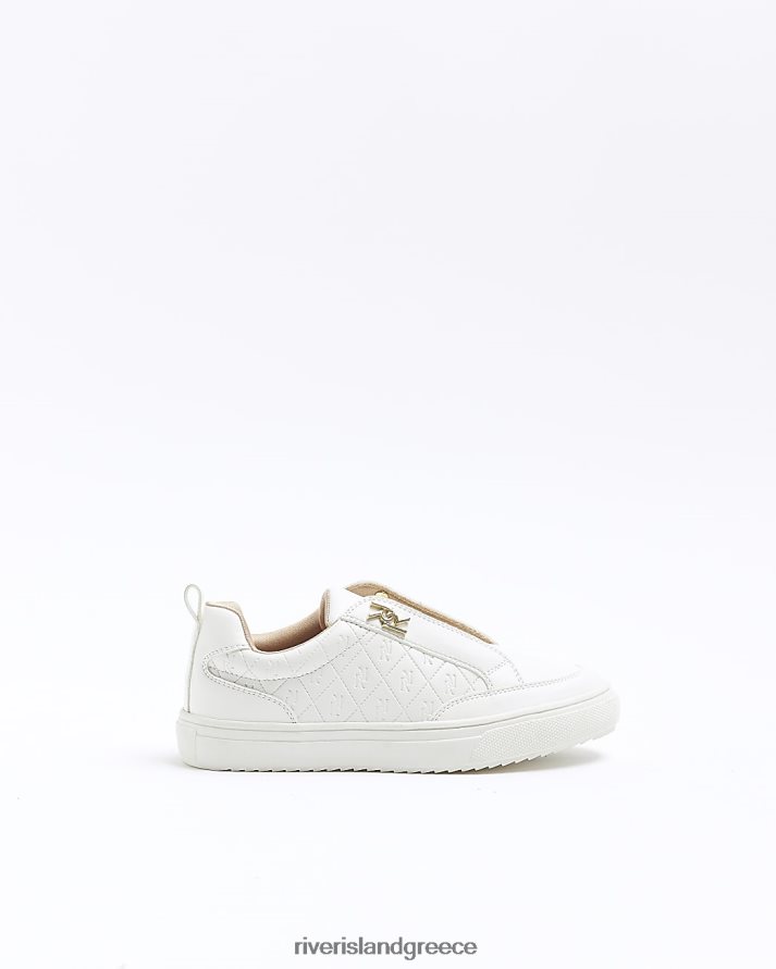 River Island είδη υπόδησης άσπρο κορίτσια g ri μονόγραμμα ολίσθησης σε εκπαιδευτές B6N8X6293