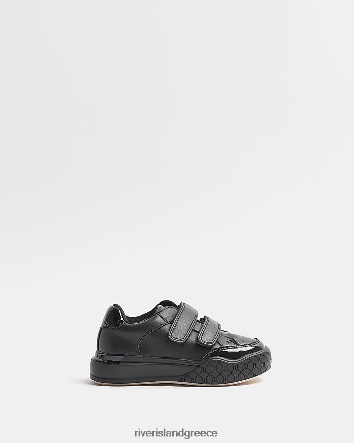 River Island είδη υπόδησης μαύρος κορίτσια mg patent mix velcro trainers B6N8X3489
