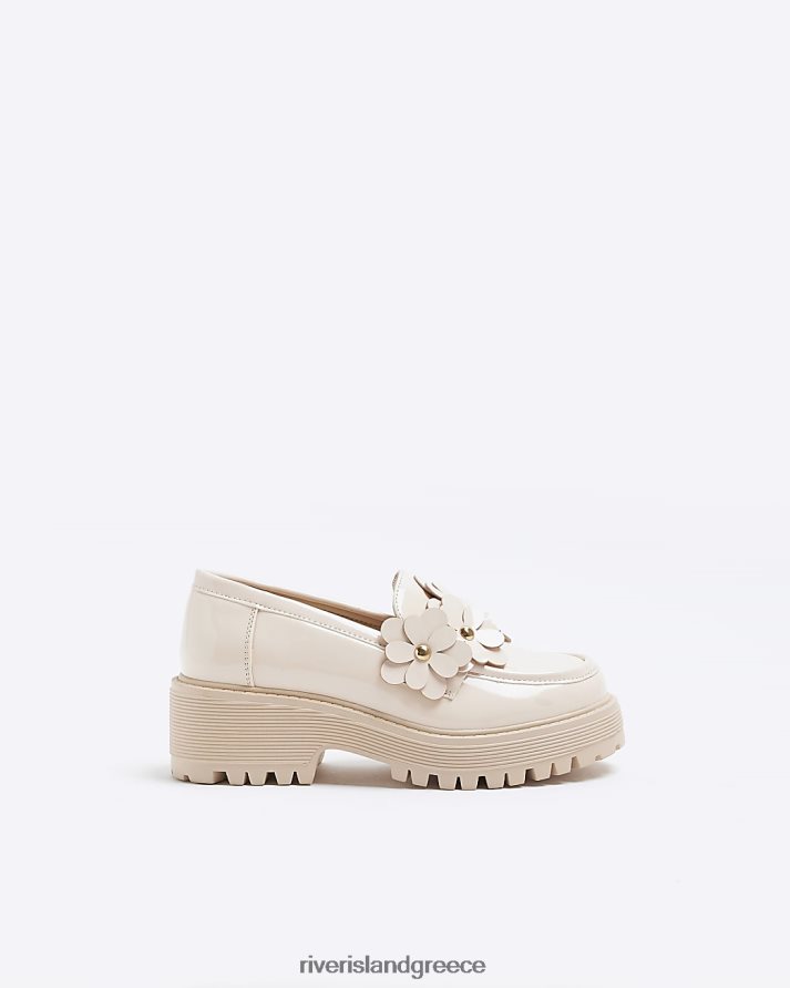River Island είδη υπόδησης ροζ κορίτσια g λεπτομέρεια λουλουδιών χοντροκομμένα loafers B6N8X3334