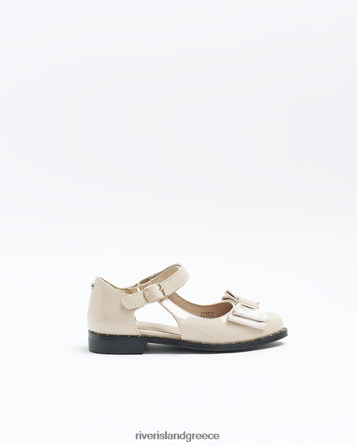 River Island είδη υπόδησης ροζ κορίτσια g patent loafers με λεπτομέρεια φιόγκου B6N8X6257