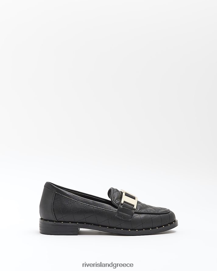 River Island είδη υπόδησης μαύρος κορίτσια g pu καπιτονέ loafers B6N8X3414