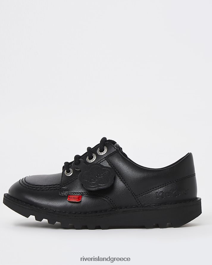 River Island είδη υπόδησης μαύρος κορίτσια g δερμάτινα παπούτσια με κορδόνια kickers B6N8X6503