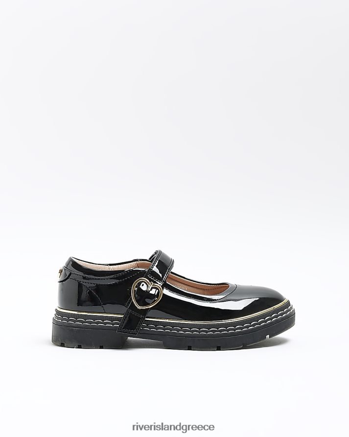 River Island είδη υπόδησης μαύρος κορίτσια g καρδιά πόρπη mary jane παπούτσια B6N8X3209