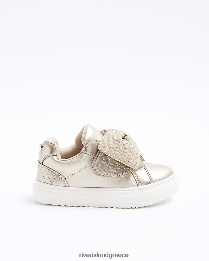 River Island είδη υπόδησης ροζ χρυσός κορίτσια mg προπονητές τόξου B6N8X3480